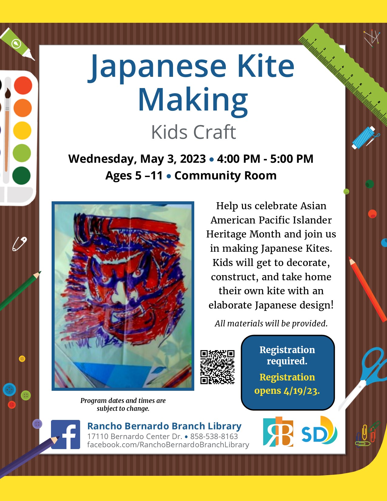 Kids Craft Japanese Kites San Diego Public Library